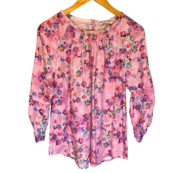 Soft Surroundings Brialla Pink Floral Blouse Top - size Small - Picture 1 of 8